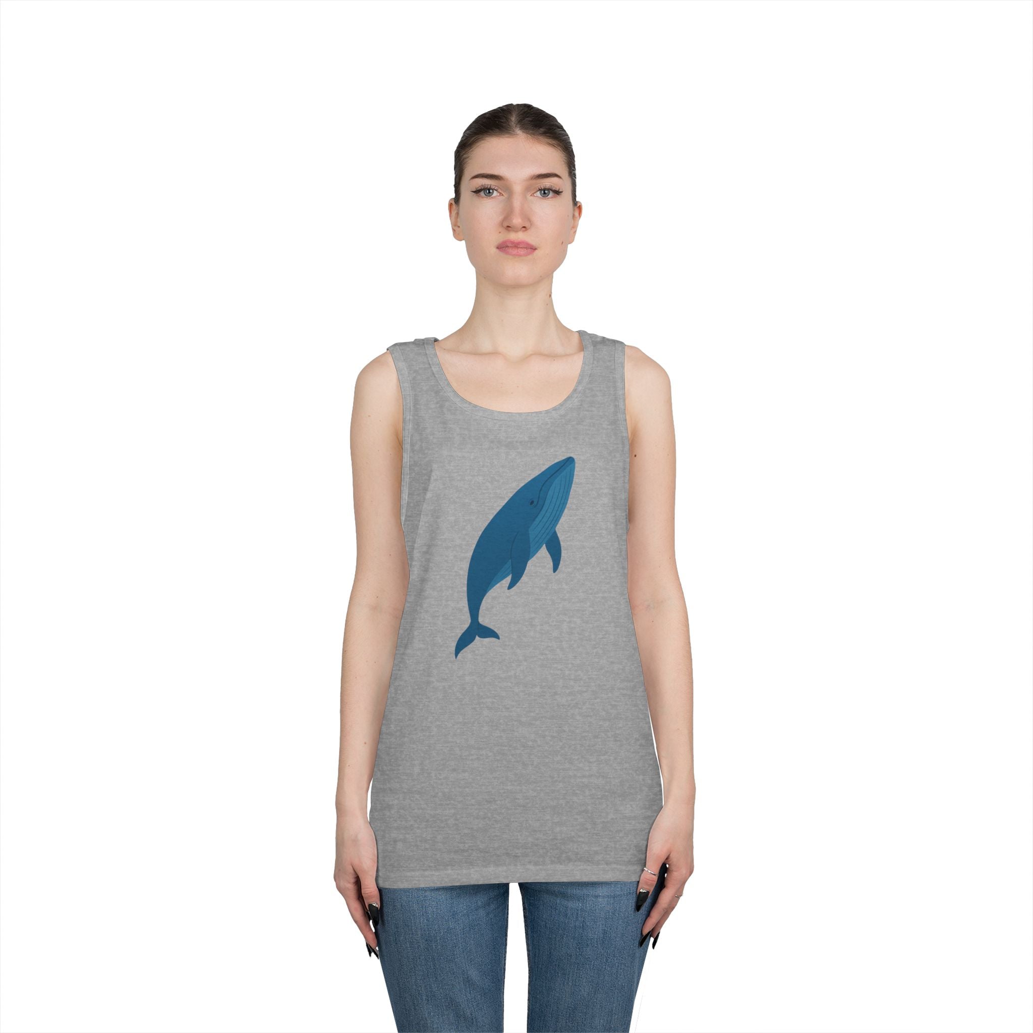 Blue Whale Minimal Unisex Heavy Cotton Tank Top
