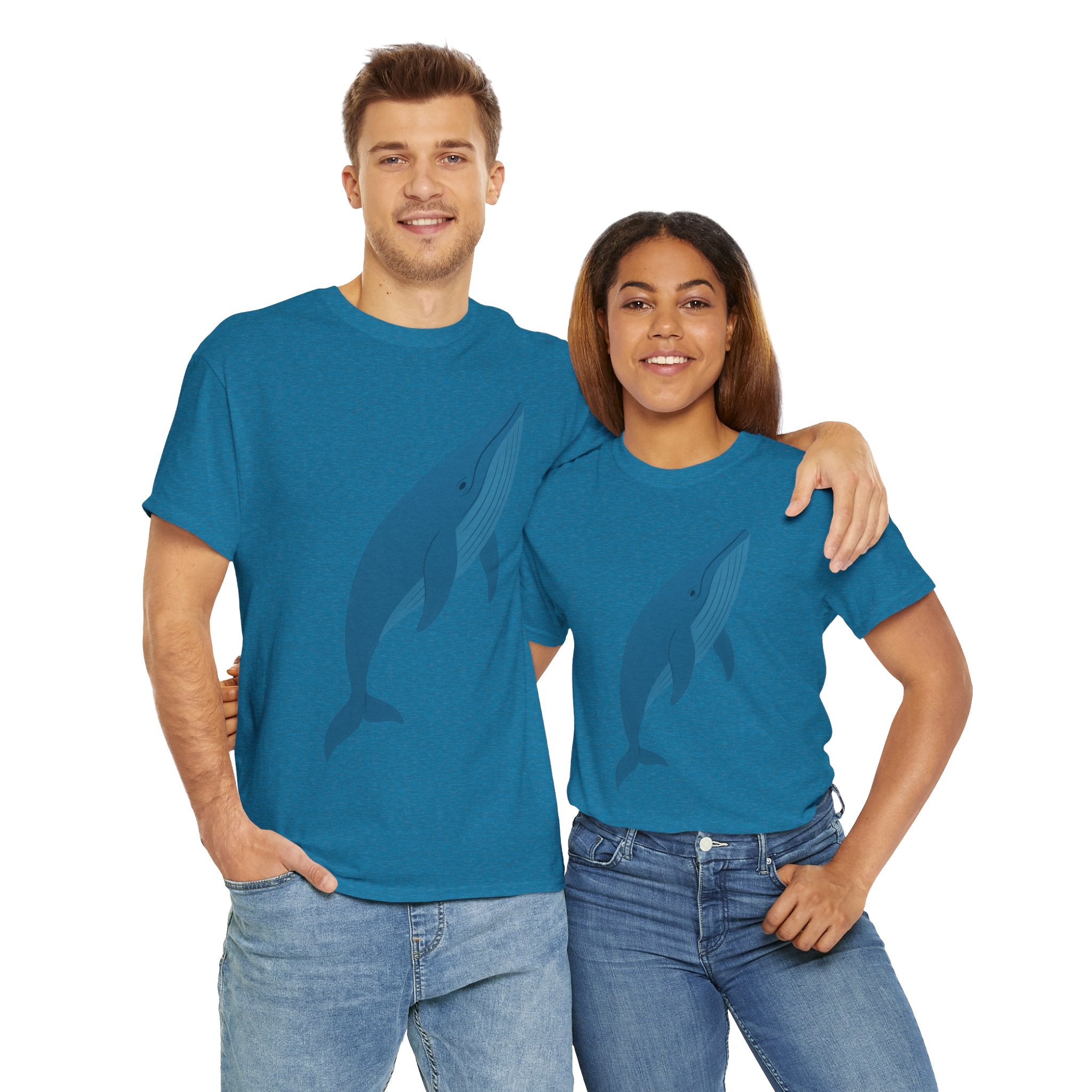 Blue Whale Minimal Unisex Heavy Cotton Tee