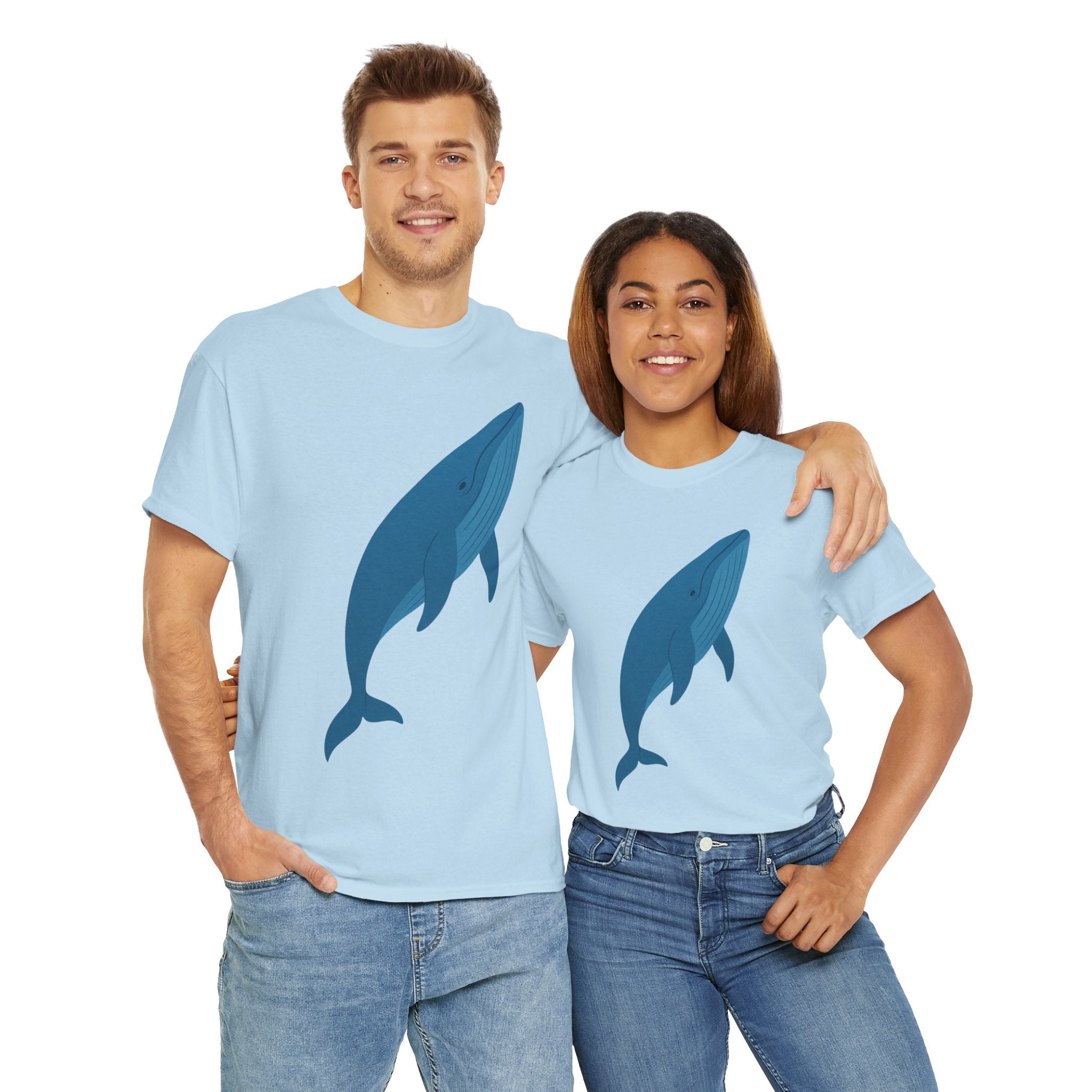 Blue Whale Minimal Unisex Heavy Cotton Tee