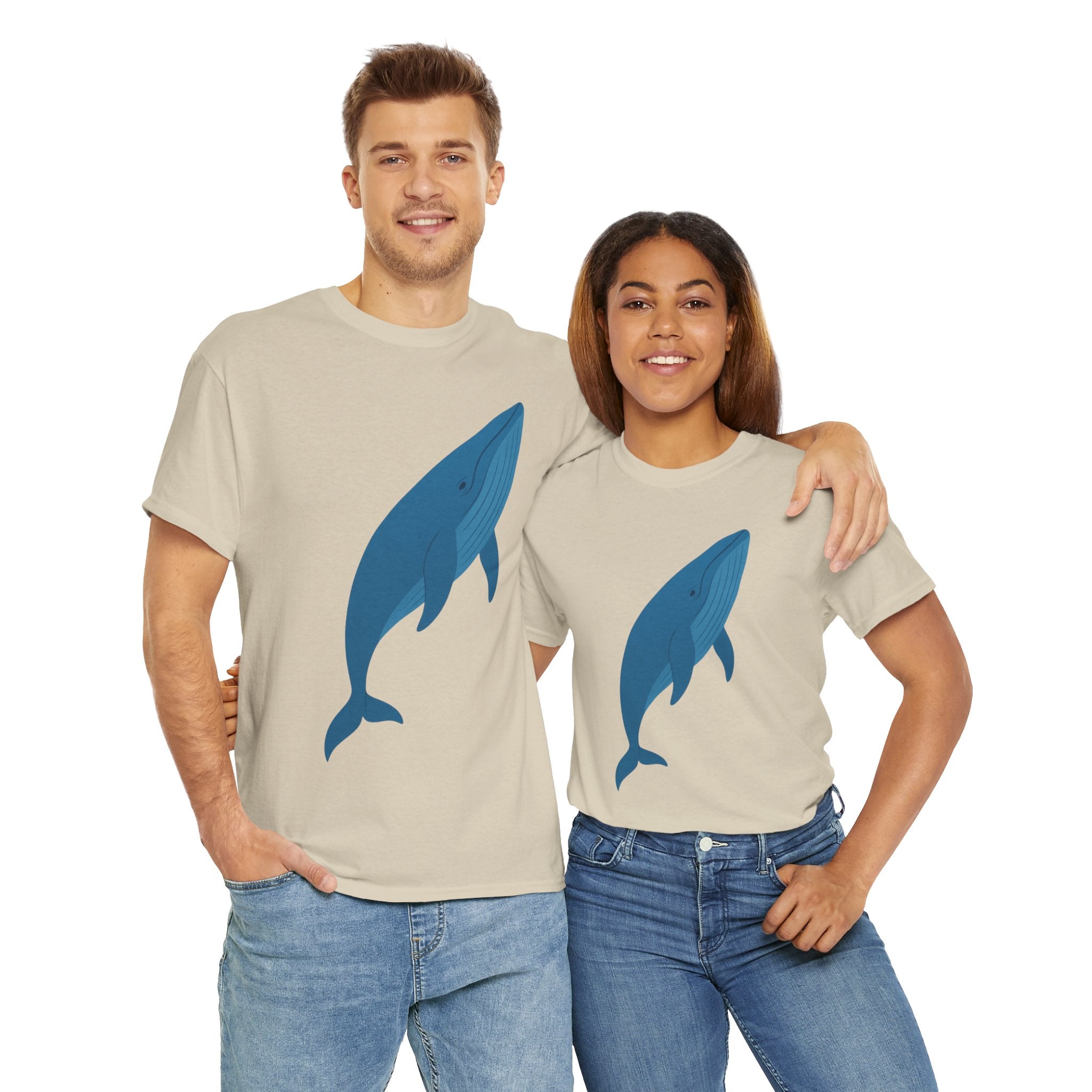 Blue Whale Minimal Unisex Heavy Cotton Tee