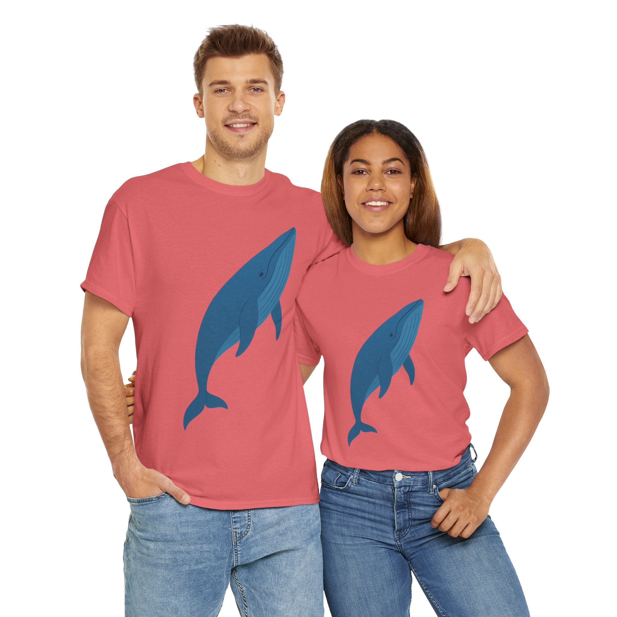 Blue Whale Minimal Unisex Heavy Cotton Tee