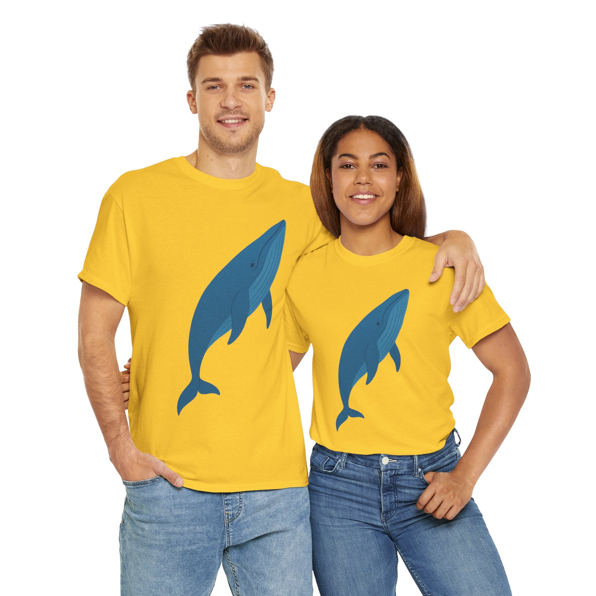Blue Whale Minimal Unisex Heavy Cotton Tee