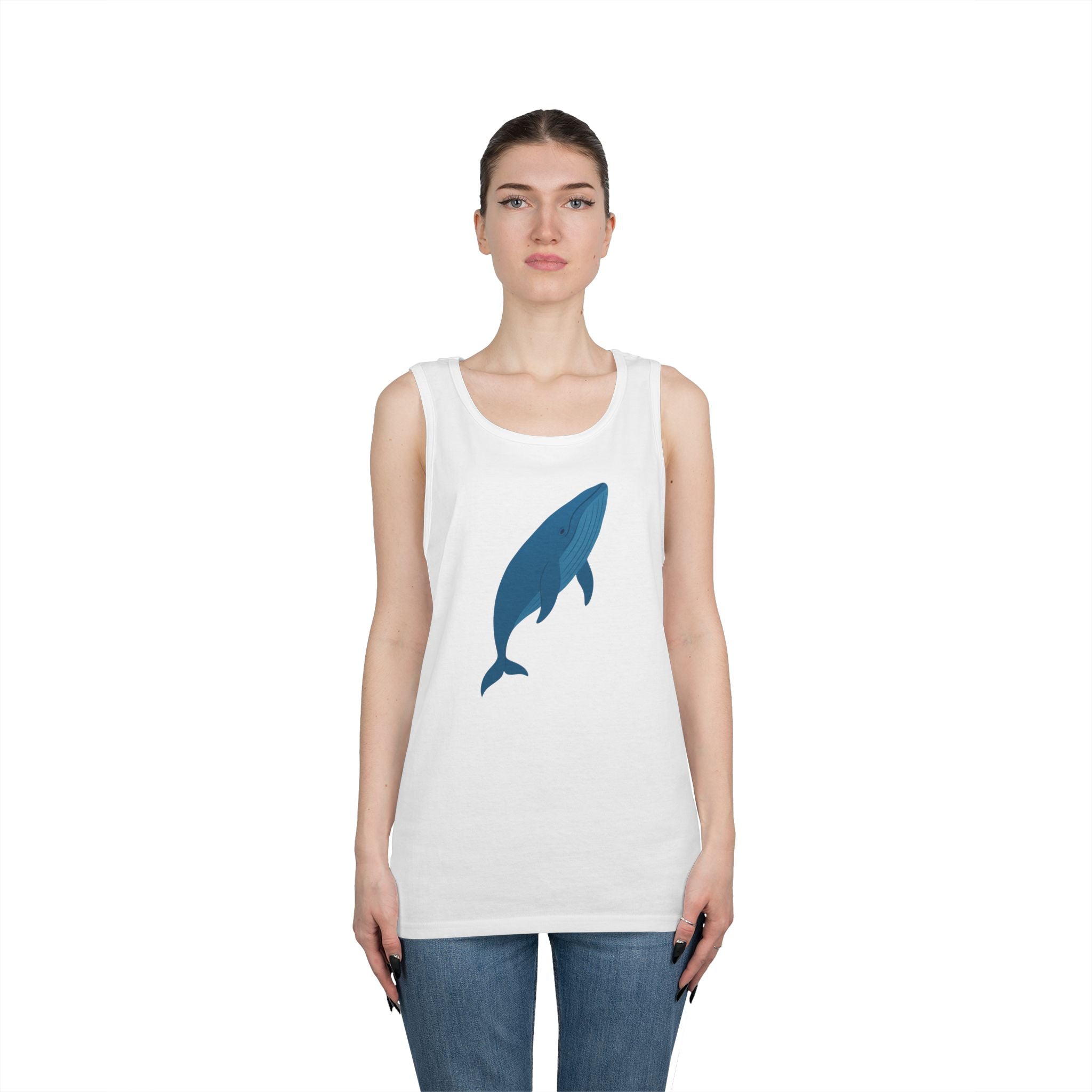 Blue Whale Minimal Unisex Heavy Cotton Tank Top