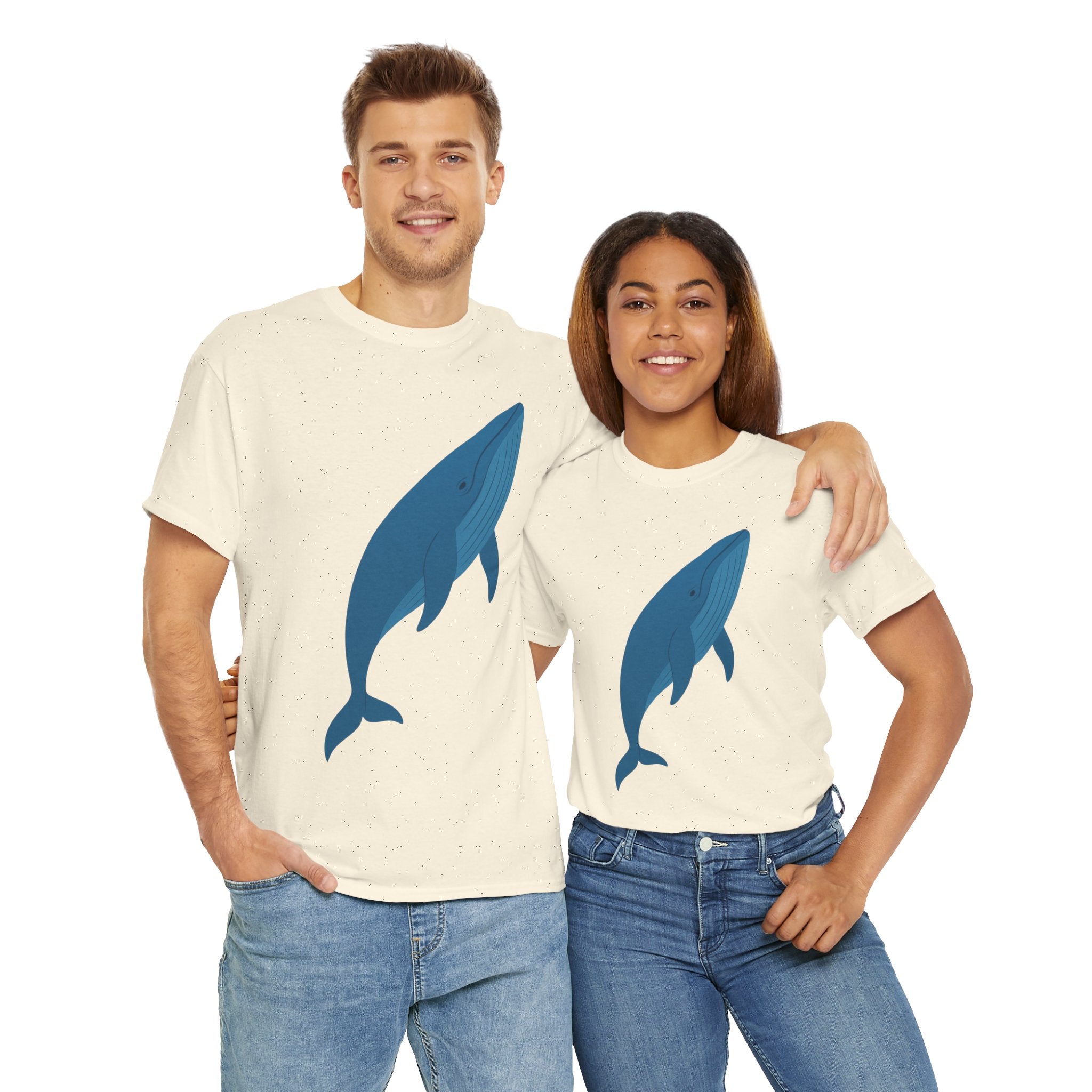 Blue Whale Minimal Unisex Heavy Cotton Tee