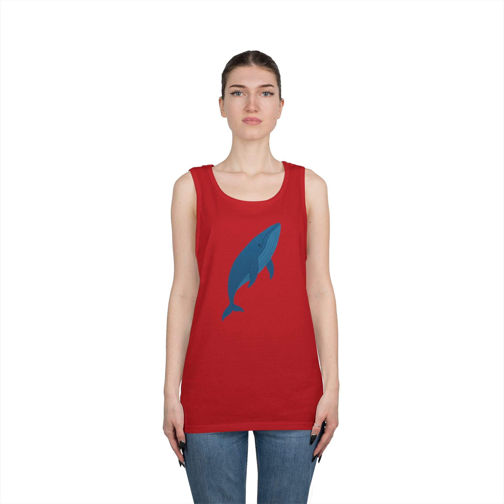 Blue Whale Minimal Unisex Heavy Cotton Tank Top
