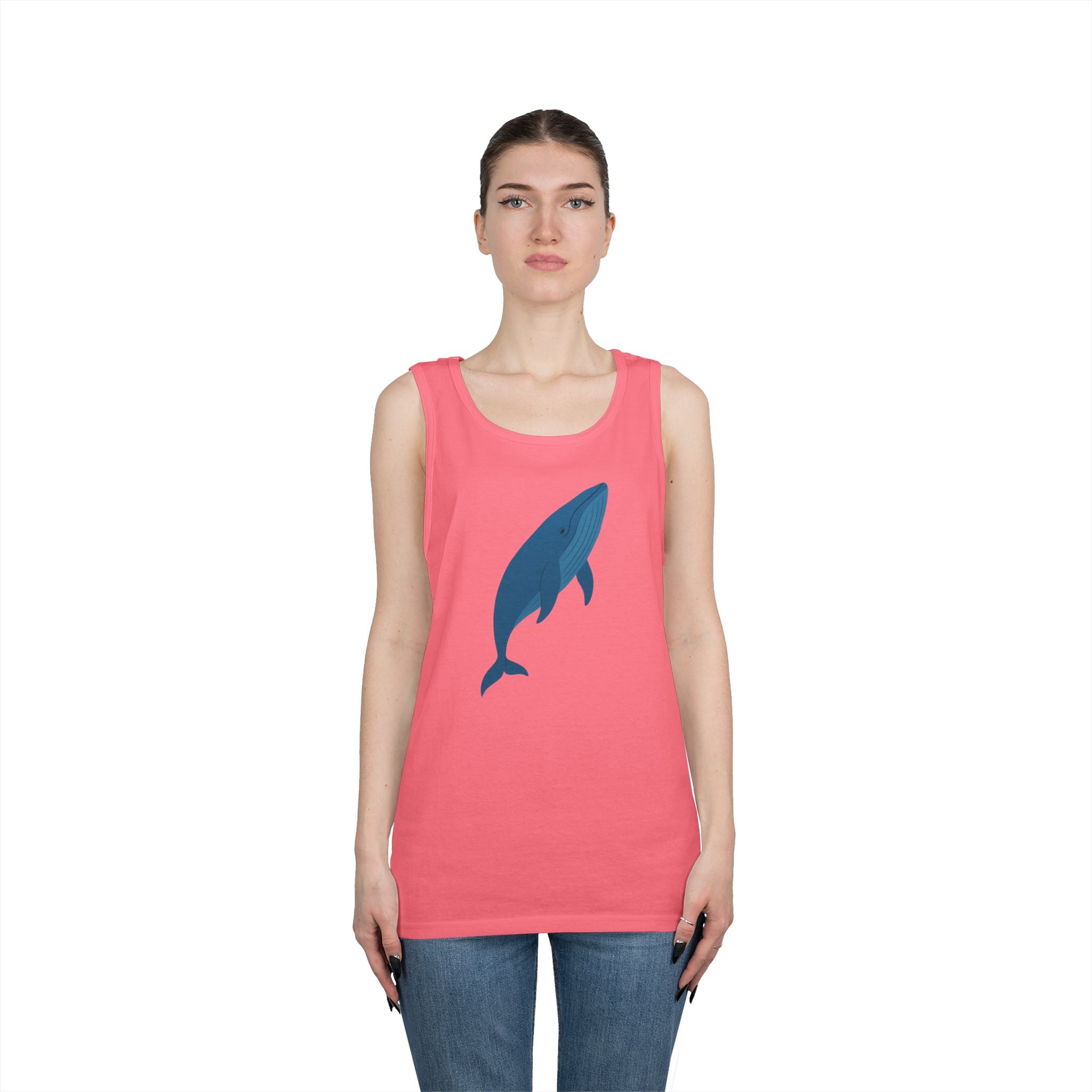 Blue Whale Minimal Unisex Heavy Cotton Tank Top