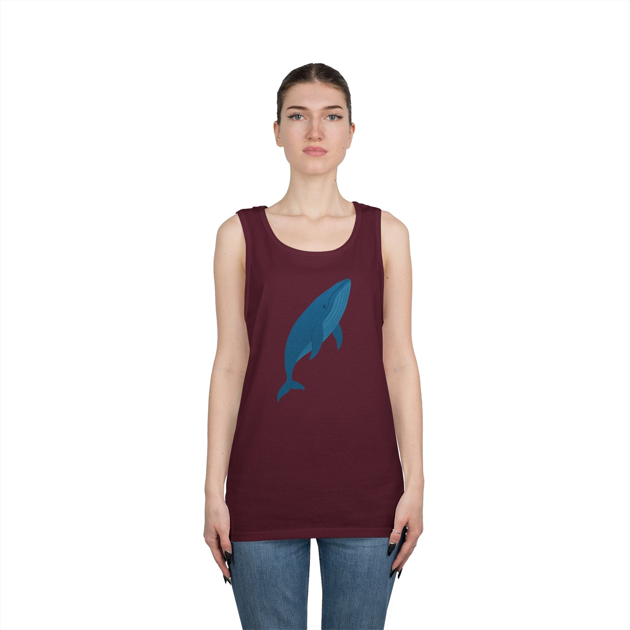 Blue Whale Minimal Unisex Heavy Cotton Tank Top