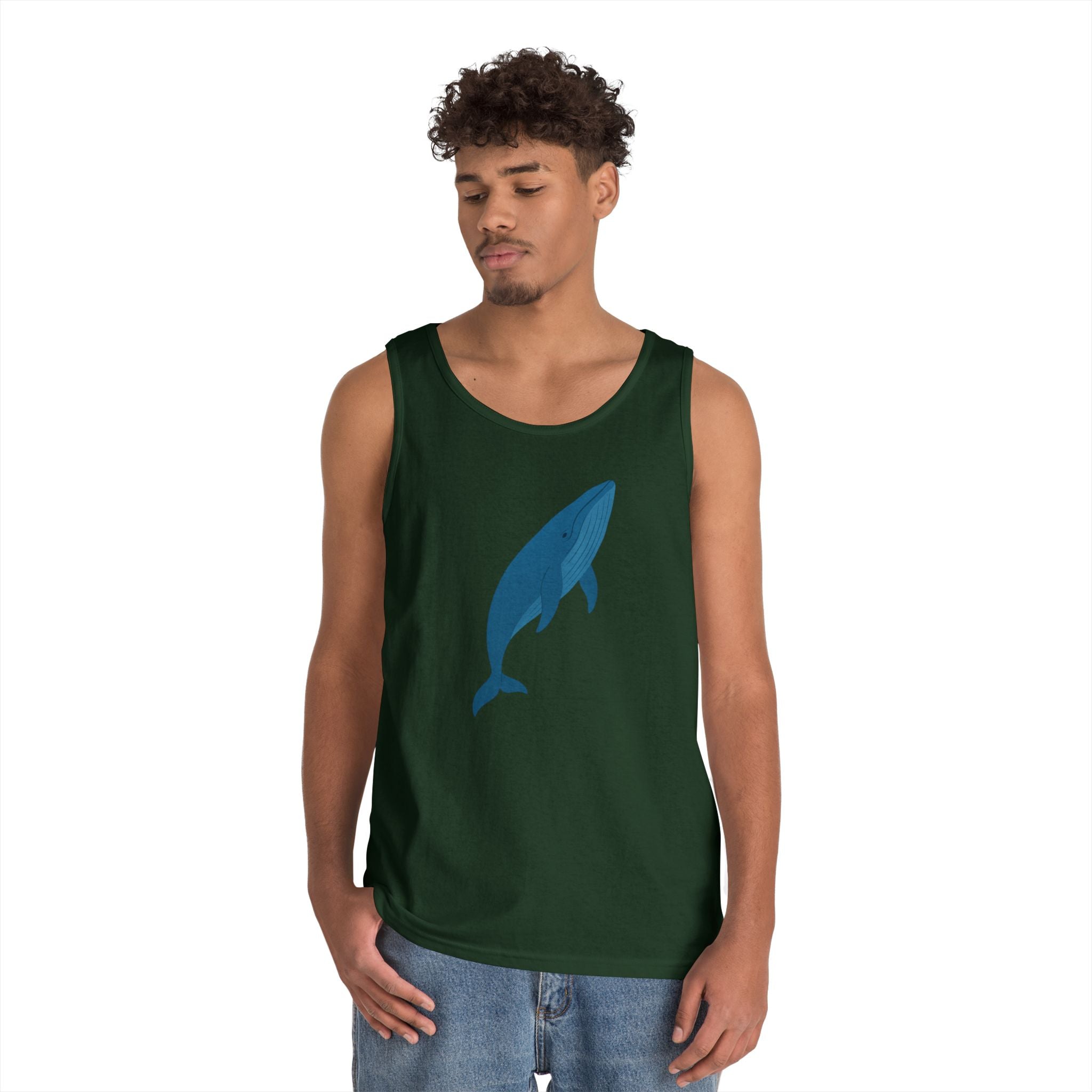 Blue Whale Minimal Unisex Heavy Cotton Tank Top