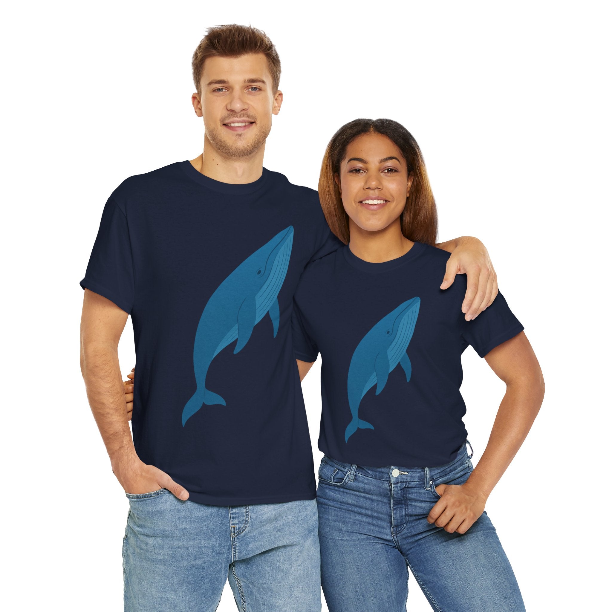 Blue Whale Minimal Unisex Heavy Cotton Tee