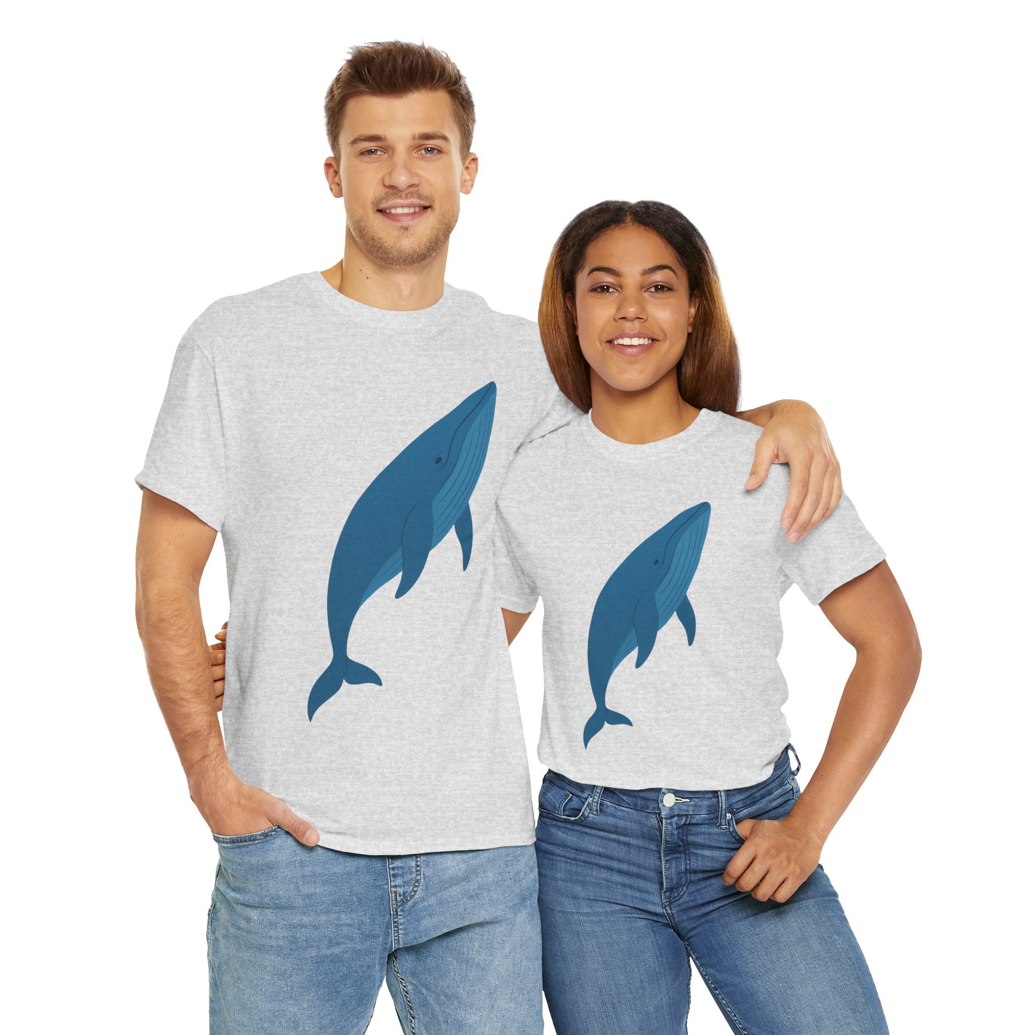 Blue Whale Minimal Unisex Heavy Cotton Tee