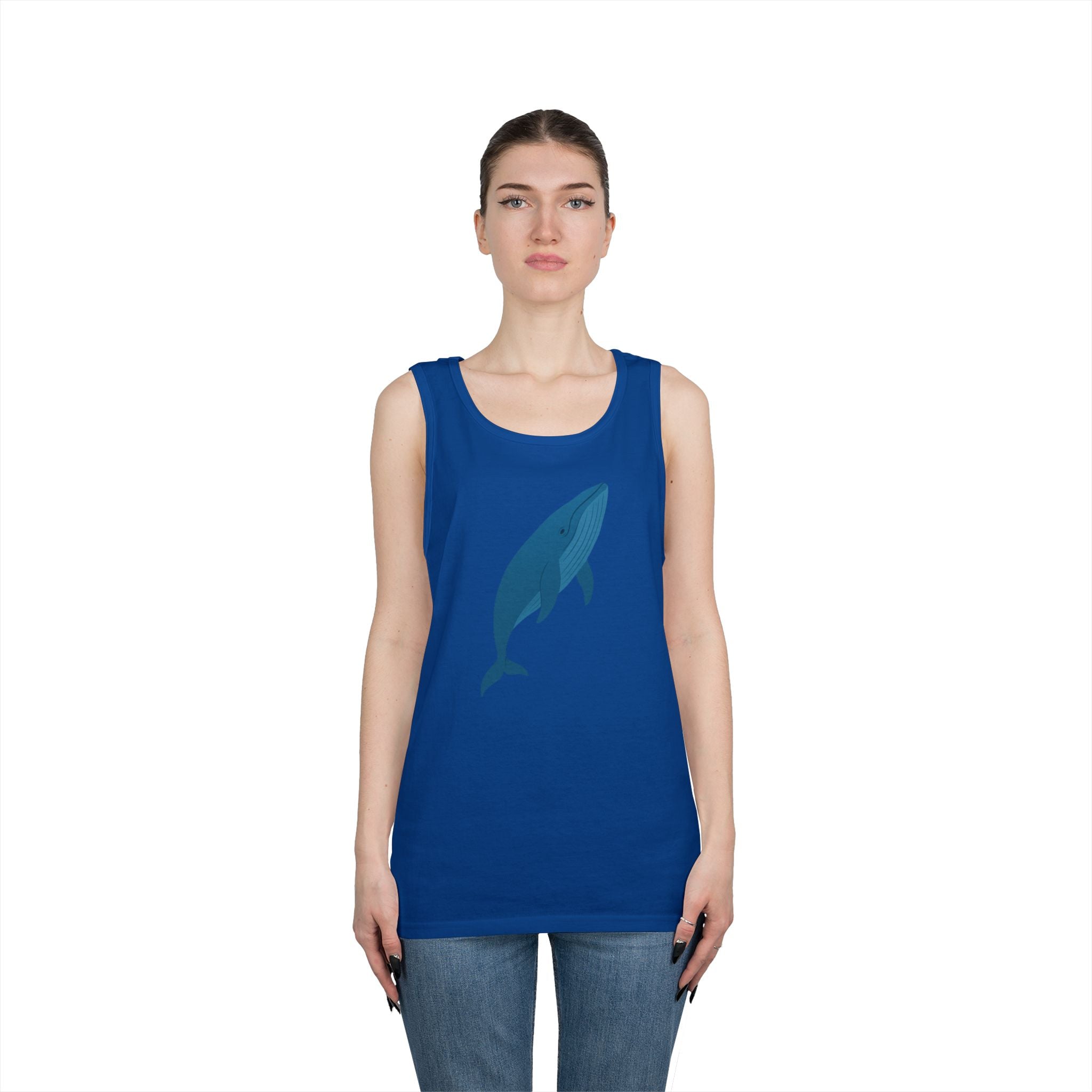 Blue Whale Minimal Unisex Heavy Cotton Tank Top