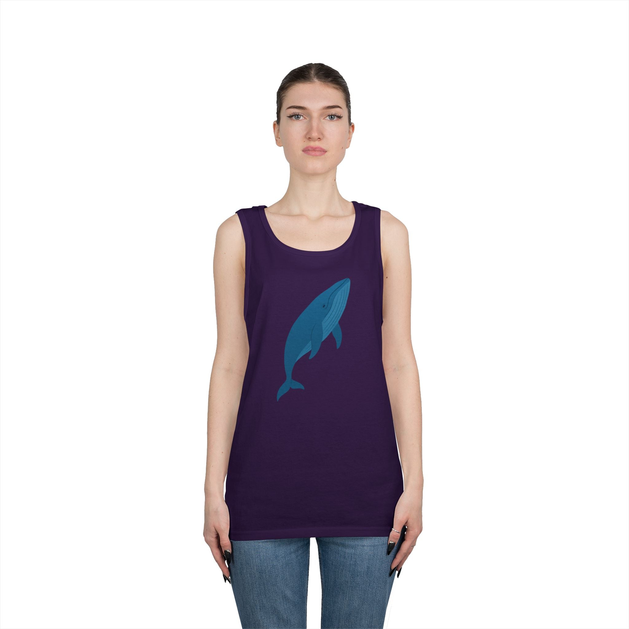 Blue Whale Minimal Unisex Heavy Cotton Tank Top