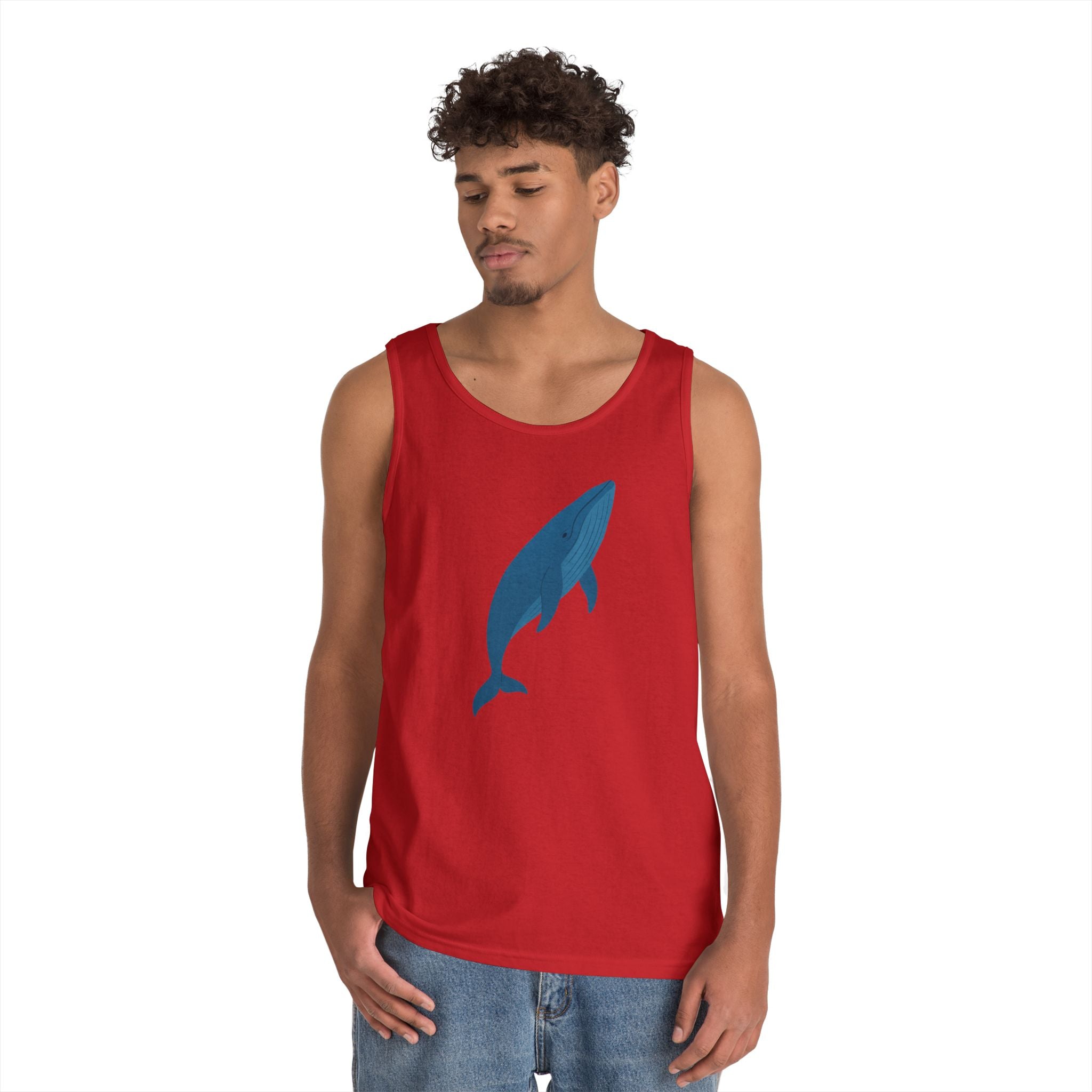 Blue Whale Minimal Unisex Heavy Cotton Tank Top