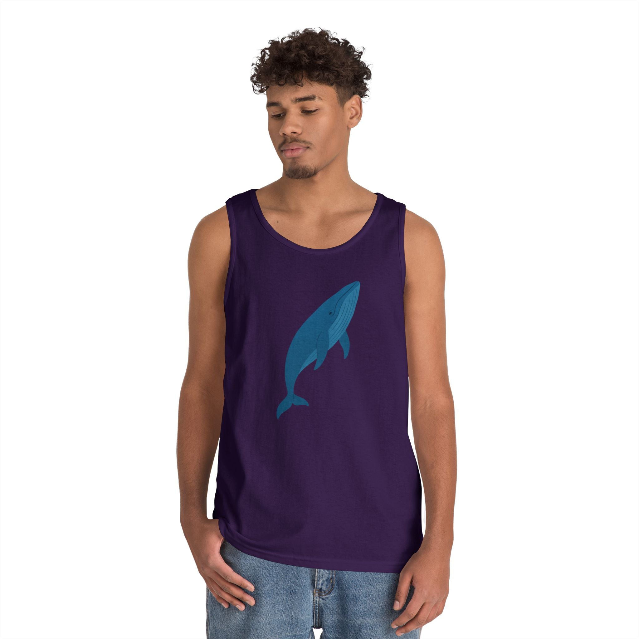 Blue Whale Minimal Unisex Heavy Cotton Tank Top