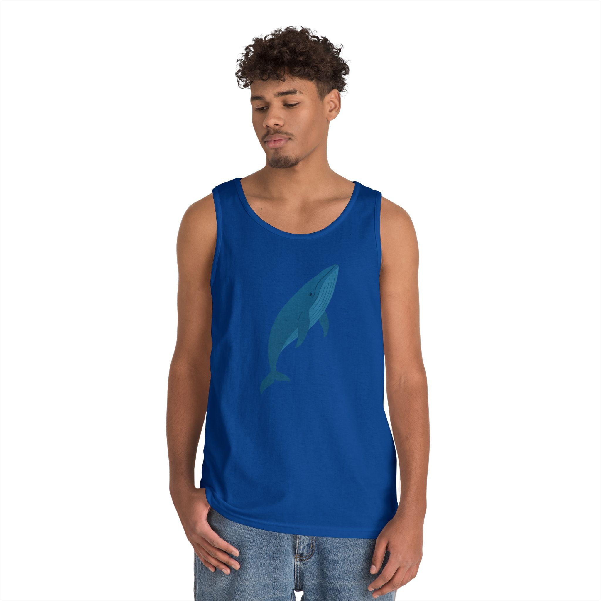 Blue Whale Minimal Unisex Heavy Cotton Tank Top