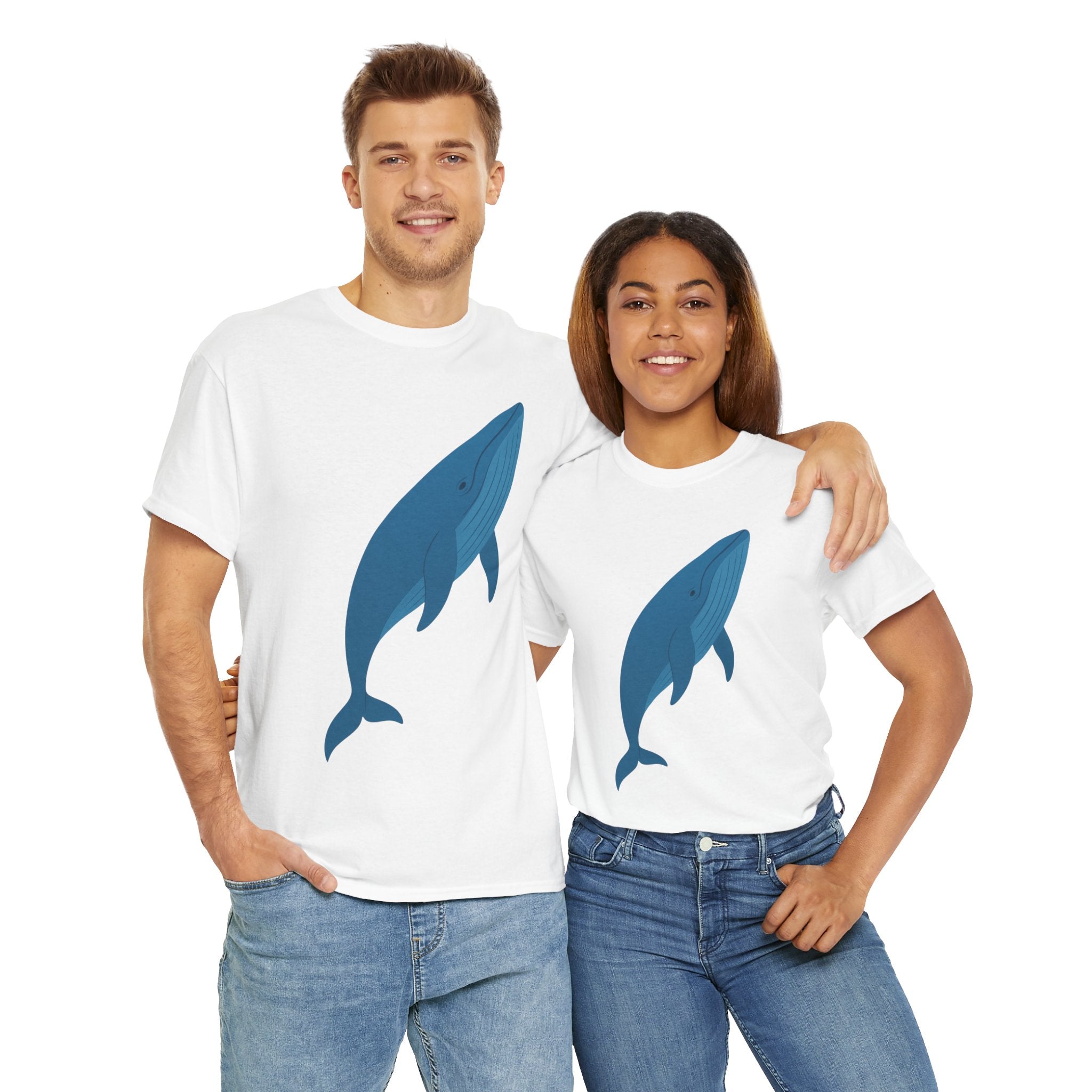 Blue Whale Minimal Unisex Heavy Cotton Tee