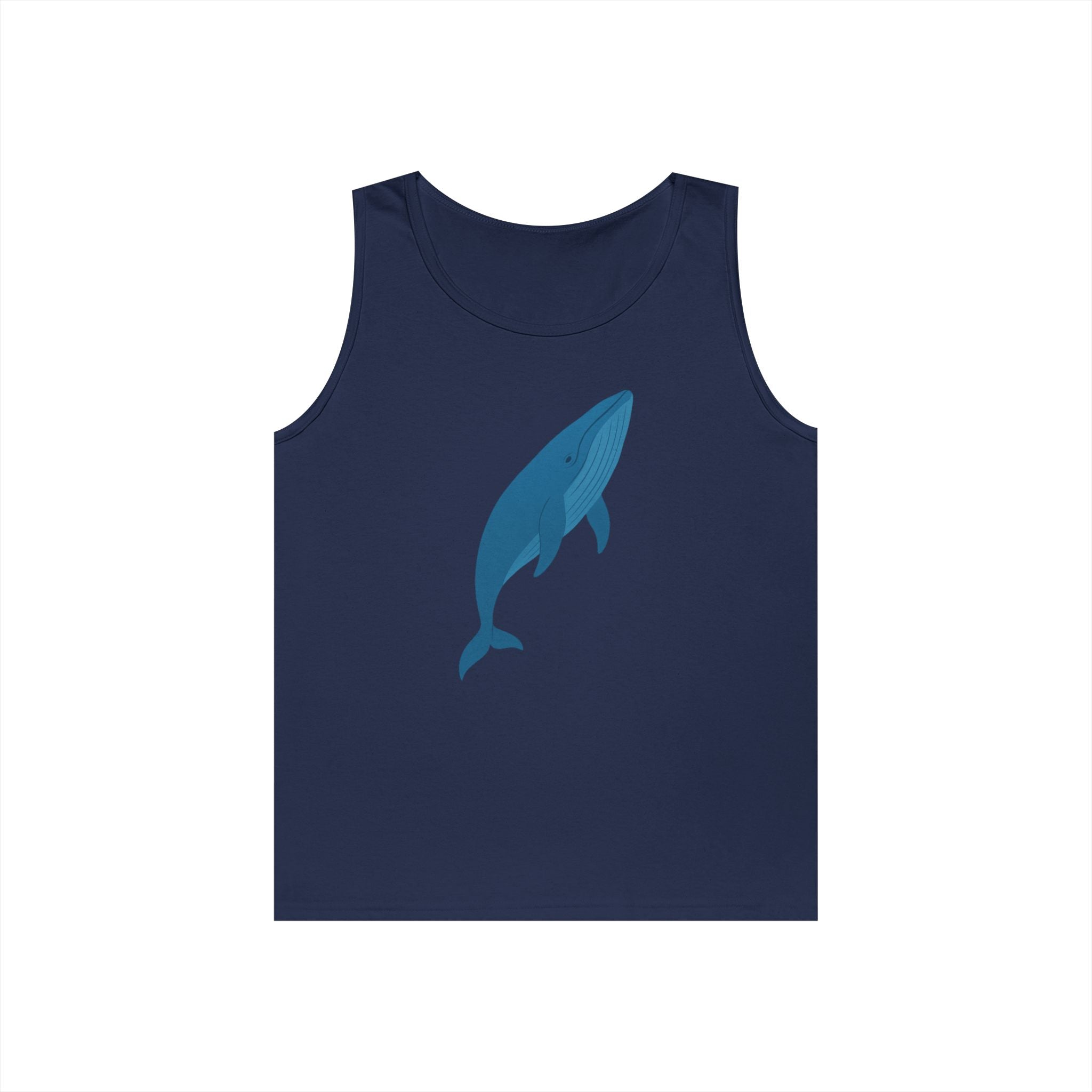 Blue Whale Minimal Unisex Heavy Cotton Tank Top