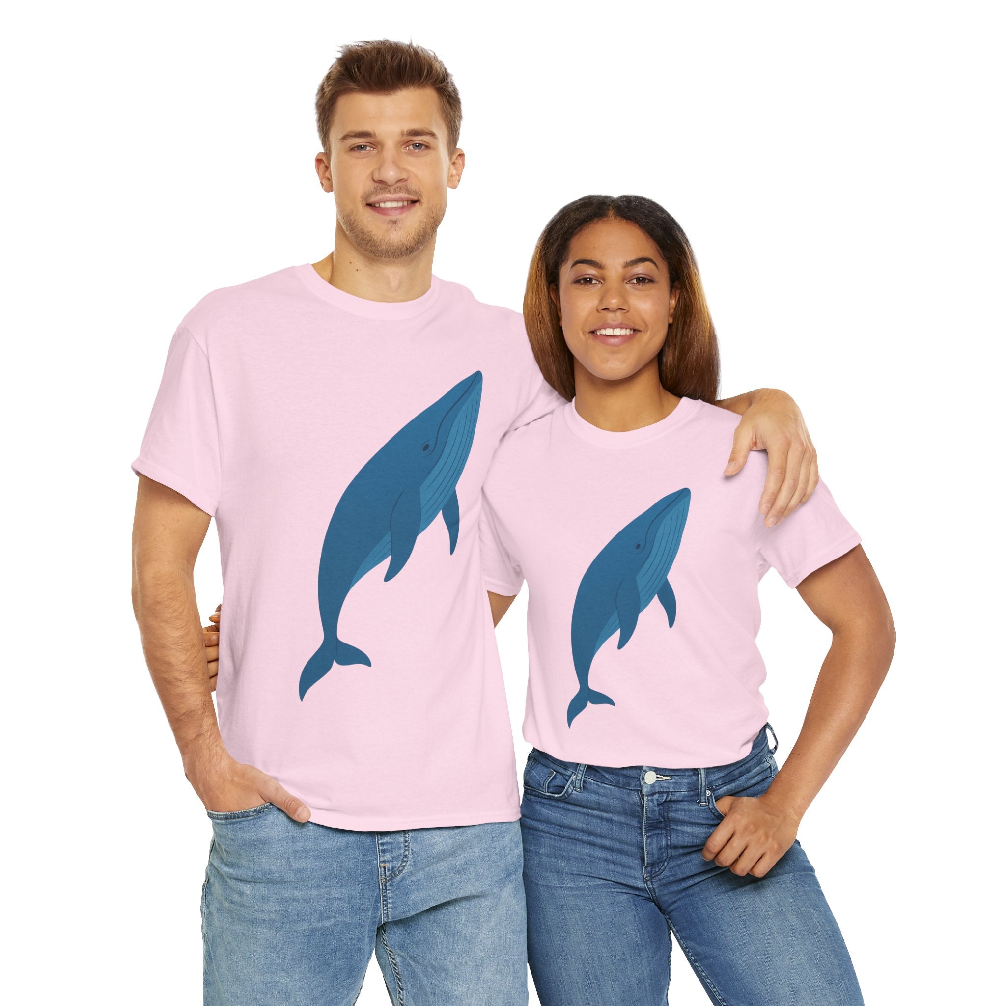 Blue Whale Minimal Unisex Heavy Cotton Tee