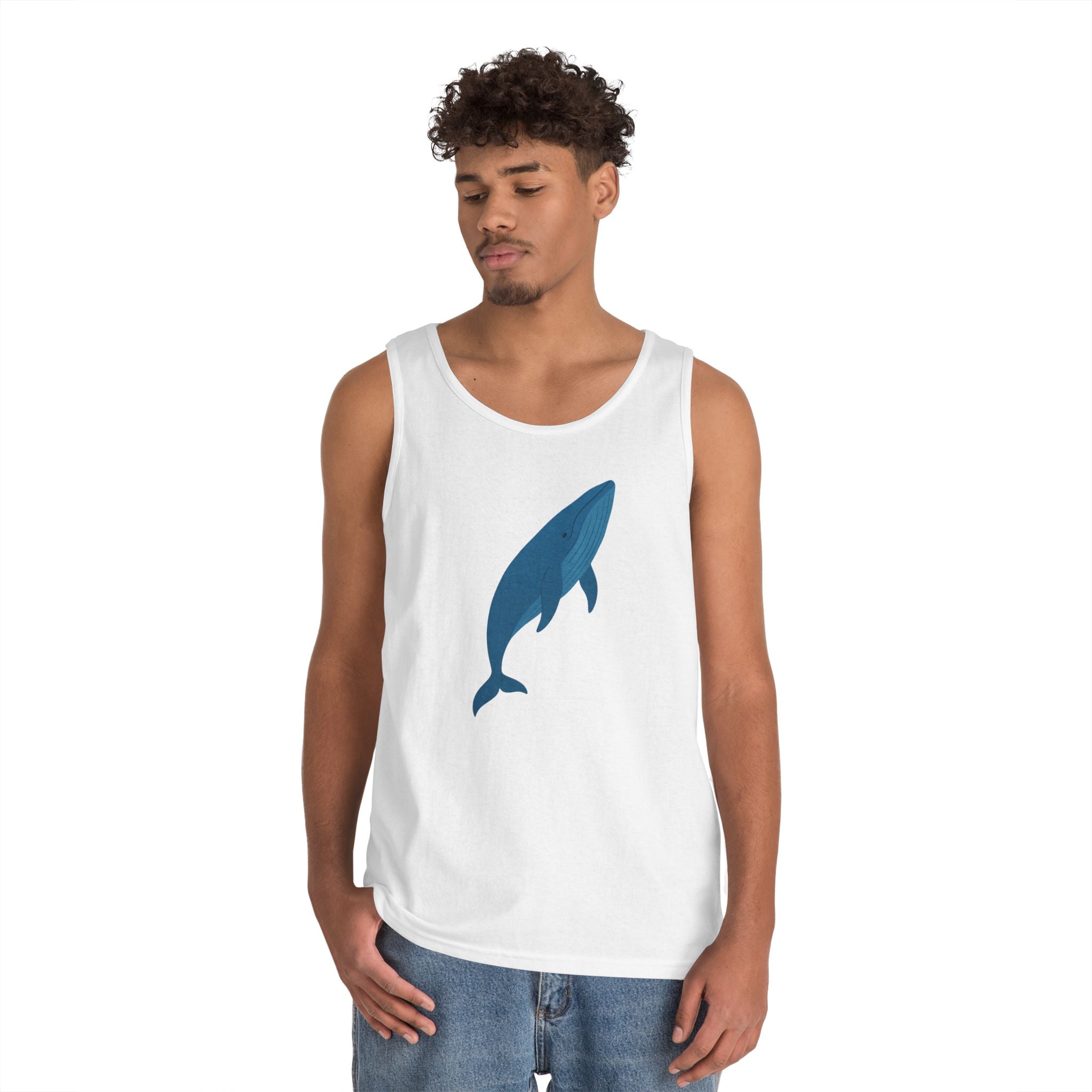 Blue Whale Minimal Unisex Heavy Cotton Tank Top