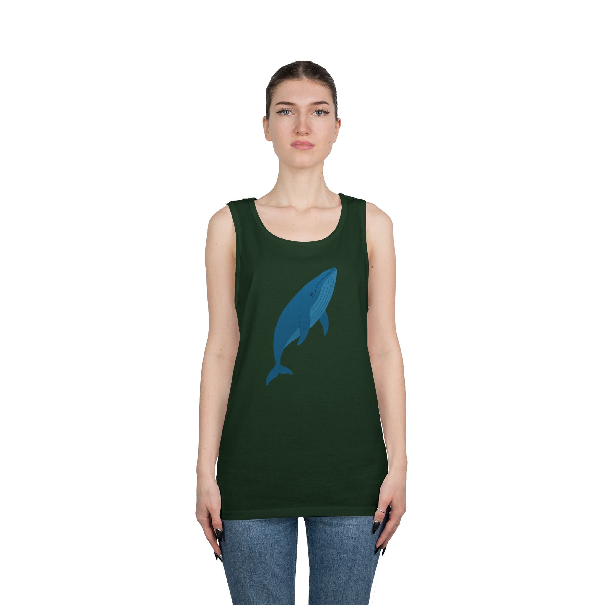 Blue Whale Minimal Unisex Heavy Cotton Tank Top