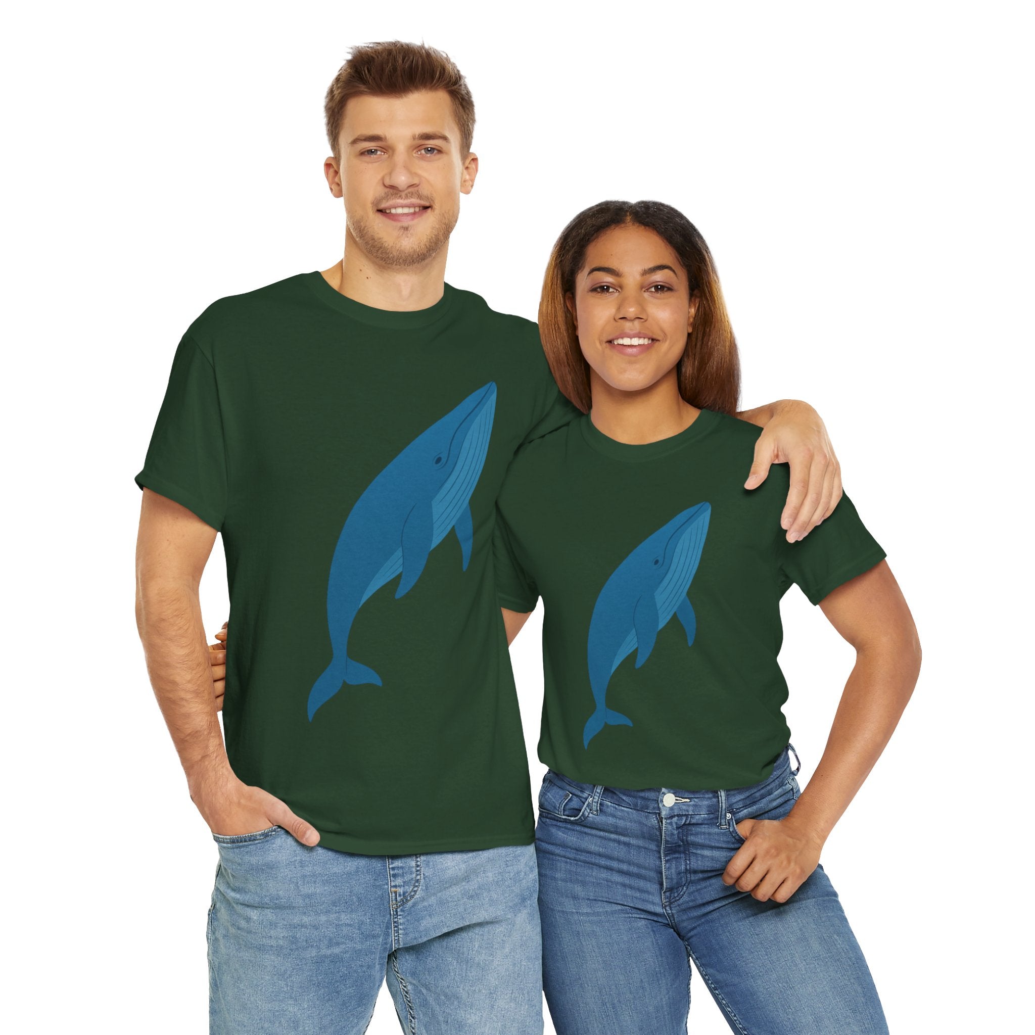 Blue Whale Minimal Unisex Heavy Cotton Tee