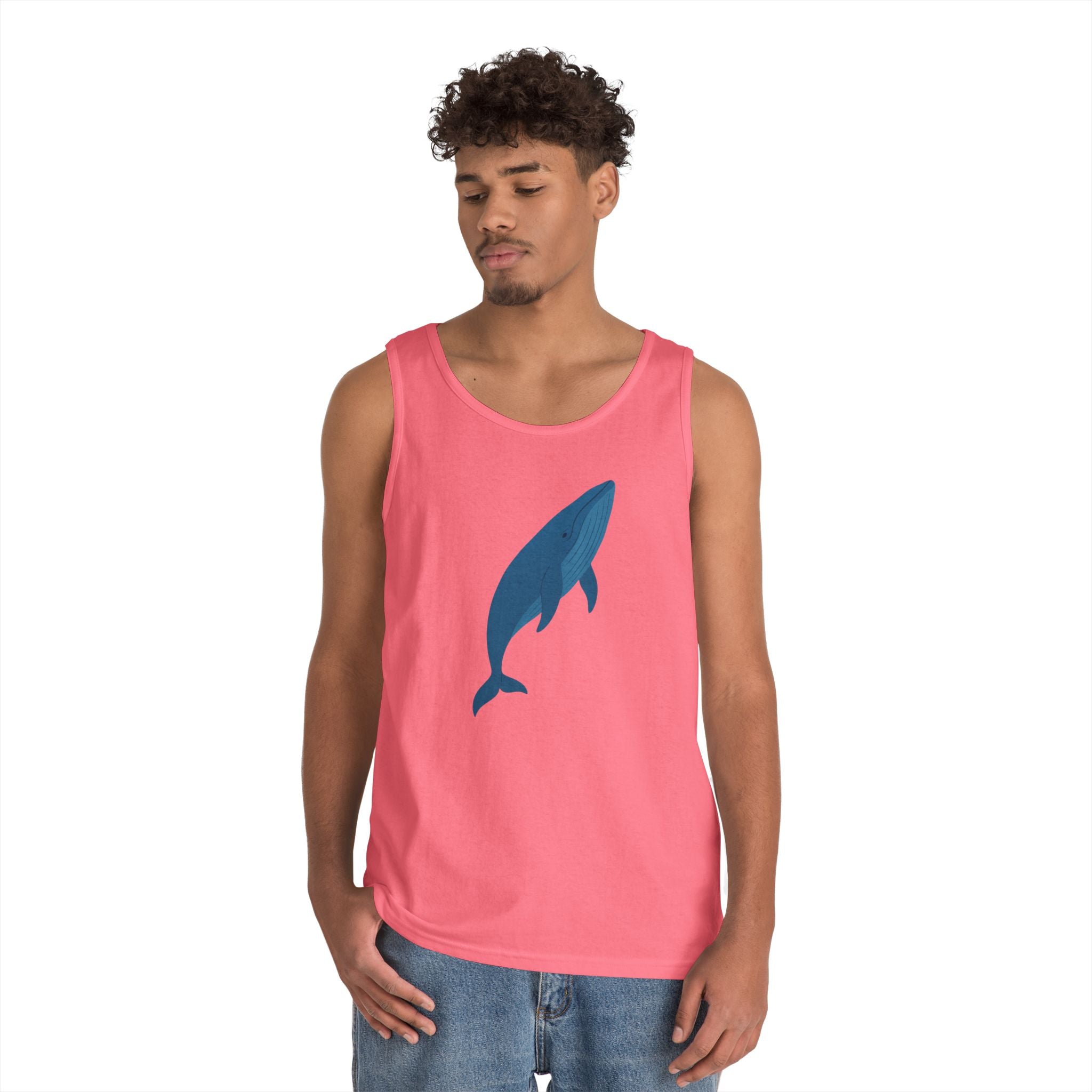 Blue Whale Minimal Unisex Heavy Cotton Tank Top