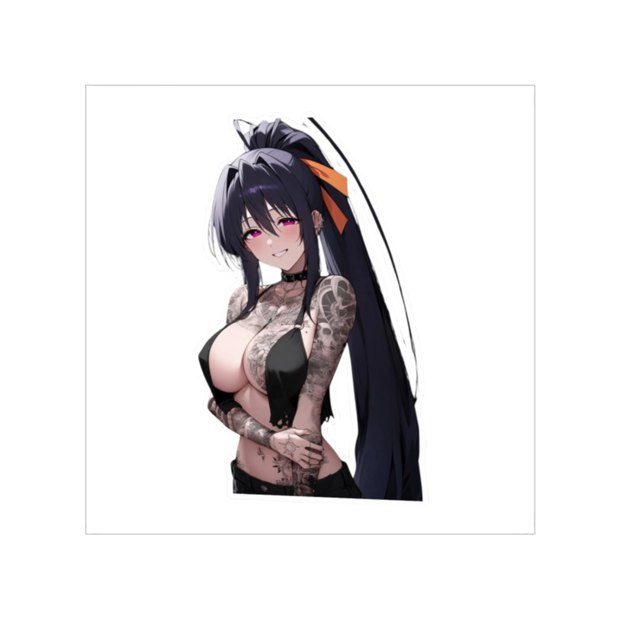 Akeno Himejima Gothic Tattooed Waifu Sticker