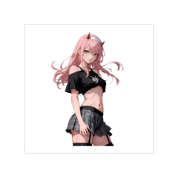 Zero Two Streetwear Style Transparent Outdoor Stickers, Square, 1pc