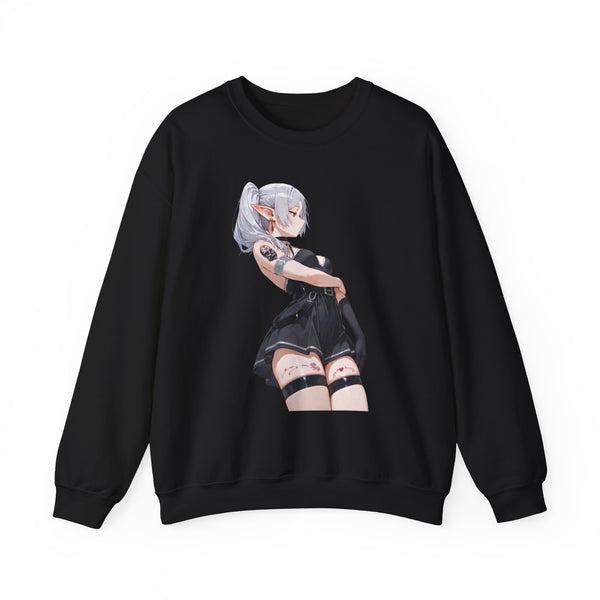 Sexy Frieren Tattooed Black Outfit Unisex Heavy Blend™ Crewneck Sweatshirt