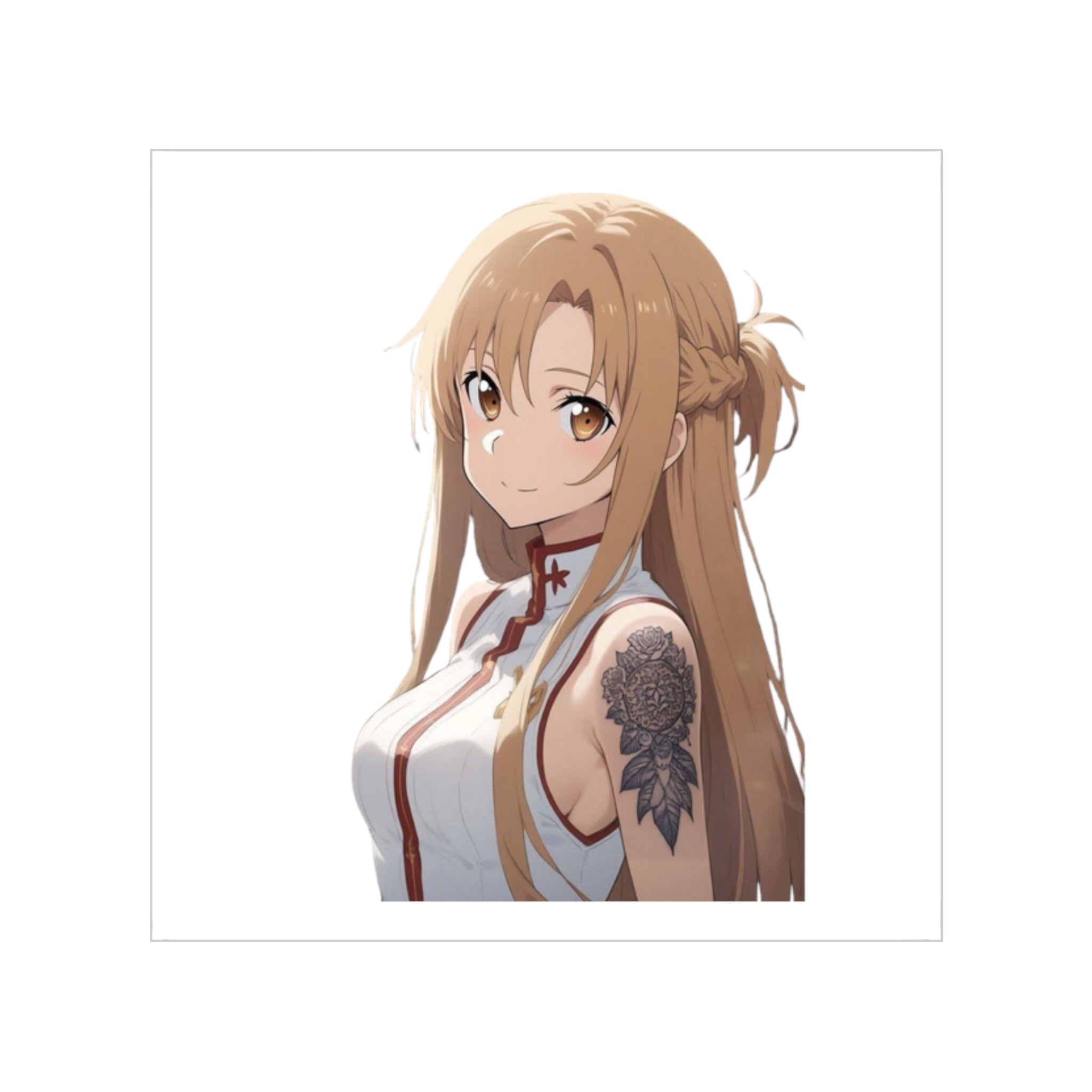 Asuna Waifu Floral Tattooed Sticker